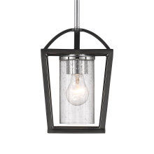 Golden 4309-M1L BLK-SD - Golden Lighting Mercer 1-light Pendant in Matte Black and Chrome Accents